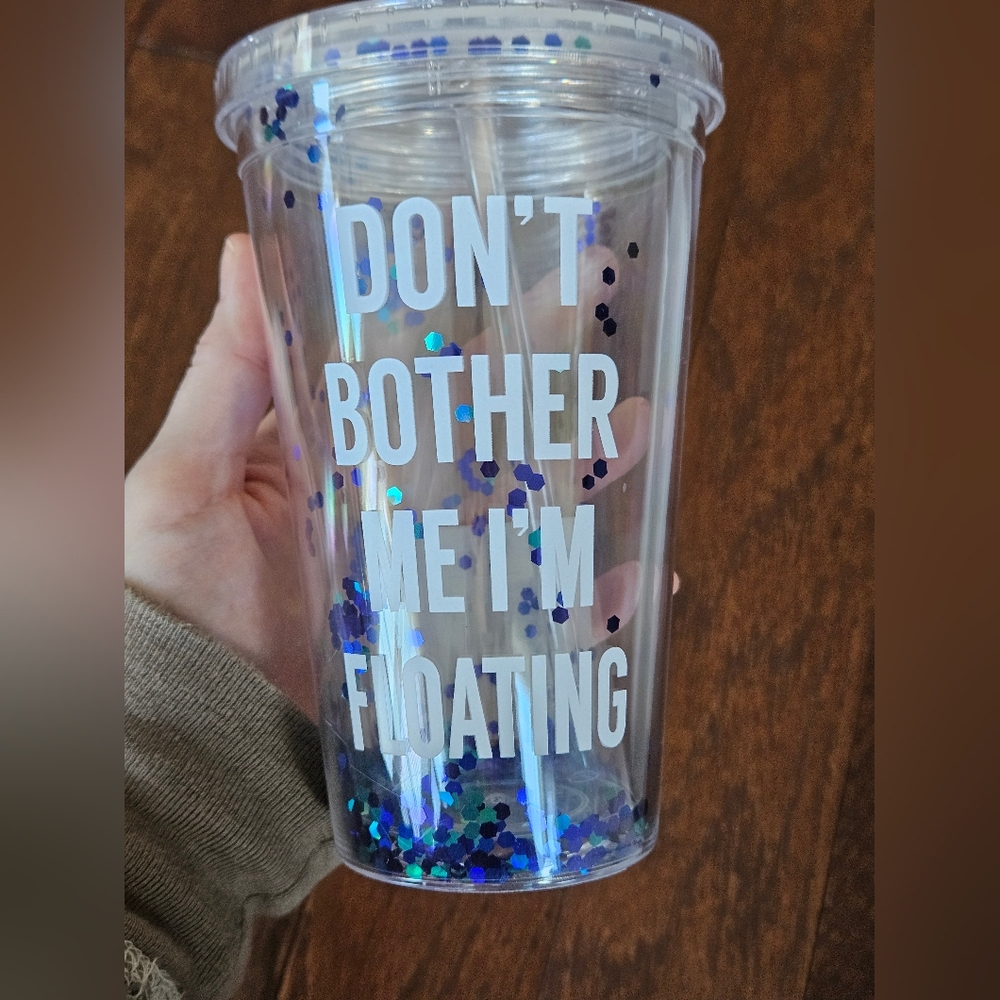 Clear Tumbler with Blue Glitter